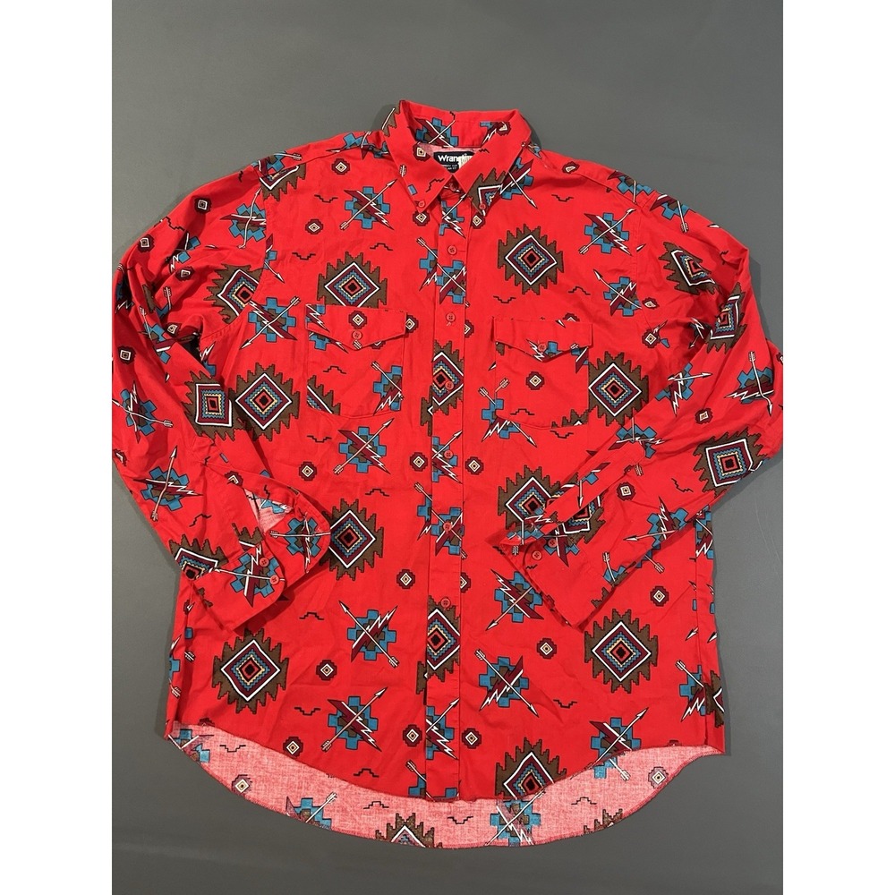 wrangler brushpopper button down western shirts‎ Aztec Print Arrow/thunder 17.5